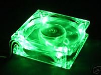 Quiet Quad 4-LED Ultra Bright Green 80MM PC Case Fan