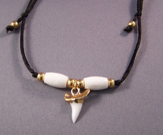 Shark Tooth Necklace with Satin Cord