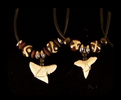 Shark Tooth Necklace with Black Beads