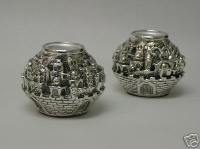 Sabbath Silver Plated Jerusalem Candlestick Balls