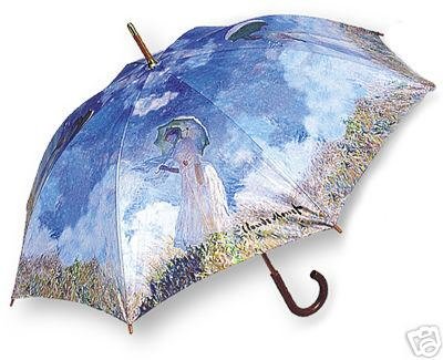 Fine Monet Art Woman With Umbrella Wood Handle