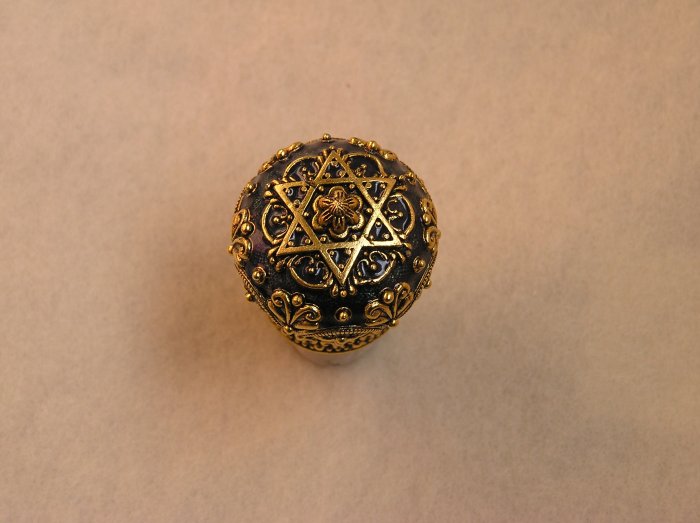 Judaica Blue Gold Star David Wine Stopper