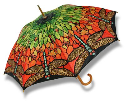 Exquisite Colors Dragonfly Umbrella Wood Handle