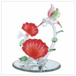 #32166 Spun Glass Hummingbird with Flowers