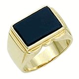 18kt Gold Plated Ring with Genuine Onyx Stone Size 13