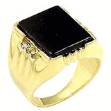18kt Gold Plated Ring with Genuine Onyx Stone Size 9