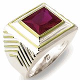 18kt Gold Plated Ring with Red Stone Size 10