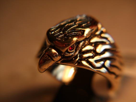 18kt Gold Plated Eagle Head Ring Size 12
