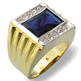 18kt Gold Plated Ring with Blue Stone Size 12
