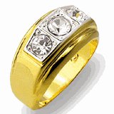 18kt Gold Plated Ring with 3 clear stones Size 11