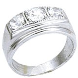 18kt White Gold Plated Ring with 3 clear stones Size 13