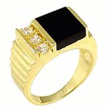 18kt Gold Plated Ring with Genuine Onyx Stone Size 9