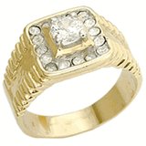 18kt Gold Plated Ring 17 clear diamond look stones Size 12