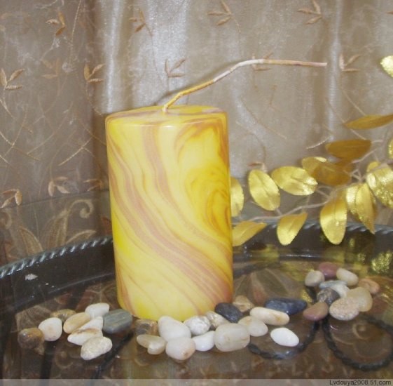 Cylinder Candle without scent in wood grain style #2