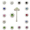 20pcs. Flower Jeweled Sterling Silver Nose Bones