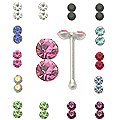 20pcs. Double Jeweled Silver Nose Studs