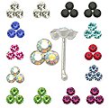 20pcs. Triple Jeweled Silver Nose Studs