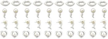 40pcs. Pearl Jeweled Silver Nose Studs