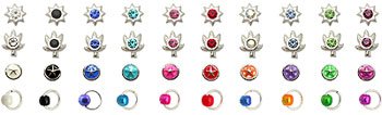 40pcs. Jeweled, Handpainted Silver Nose Studs