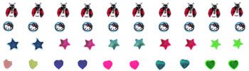 40pcs. Jeweled, Handpainted Silver Nose Studs