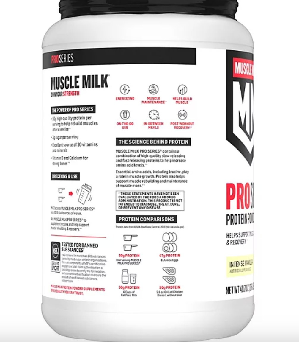 Muscle Milk Pro Series Protein Powder Supplement Intense Vanilla