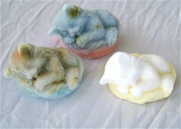 3 Handmade Customized Sleeping Kitty Goats Milk Soaps