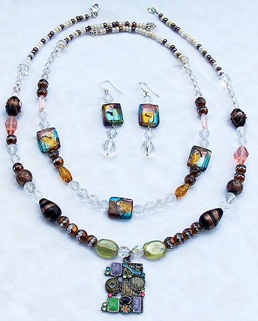 Aurora Borealis Crystal & Murano Style Bead 3-Piece Necklace Set - FREE SHIPPING!