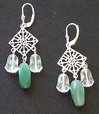 Genuine Aventurine & Sterling Silver Chandelier Earrings - FREE SHIPPING!