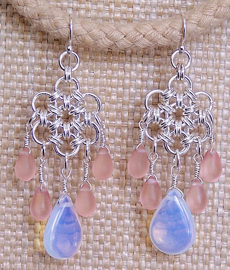 Sterling Silver Japanese Daisy Chandelier Earrings - FREE SHIPPING!