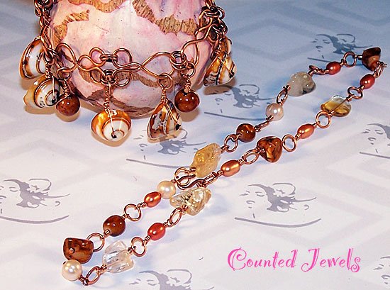 "Shells & Stones" 2 Piece Gemstone Bracelet Set - FREE SHIPPING!