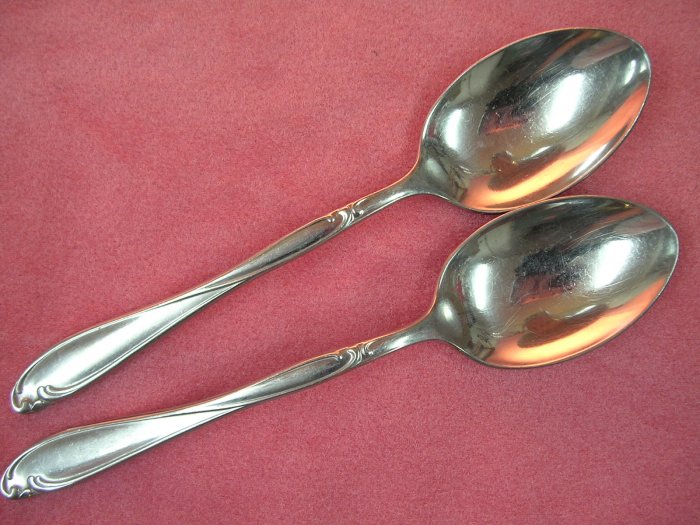 GORHAM CHALET 2 TEASPOONS AMERICRAFT STAINLESS FLATWARE SILVERWARE