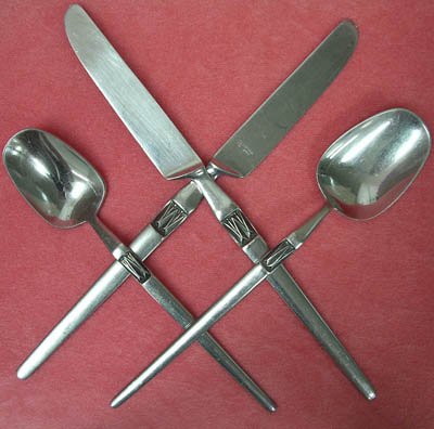 AMEFA AFS 35 AFS35 PLACE & TEA SPOONS & 2 KNIVES STAINLESS FLATWARE SILVERWARE