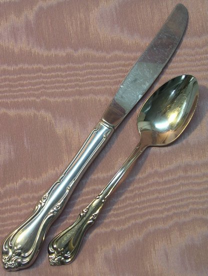 ONEIDA BRIARWOOD TEASPOON & PLACE KNIFE ALL AMERICAN W M DALTON STAINLESS FLATWARE SILVERWARE
