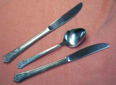 INTERPUR INR 21 INR21 TEASPOON &2 PLACE KNIVES STAINLESS FLATWARE SILVERWARE