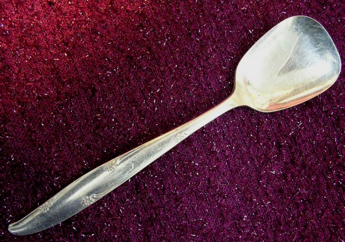 ONEIDA COMMUNITY SILVER FLOWER SUGAR SPOON FLATWARE SILVERWARE SILVERPLATE 1960