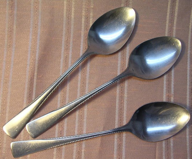 HANFORD FORGE SPRING WOOD 4 PLACE SPOONS STAINLESS FLATWARE SILVERWARE