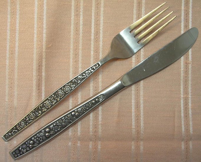 PAGEANT HARVEST SALAD FORK & PLACE KNIFE STAINLESS FLATWARE SILVERWARE