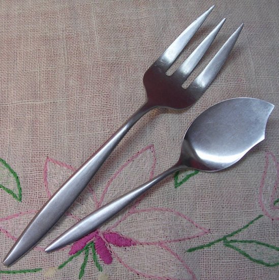 AMC VENICE SERVING FORK & SERVER STAINLESS FLATWARE SILVERWARE
