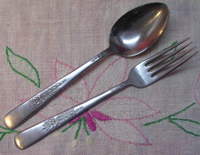 NS NATIONAL NST 76 NST76 PLACE FORK & SPOON STAINLESS FLATWARE SILVERWARE
