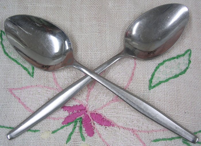 GORHAM AUTUMN MIST 2 PLACE SPOONS GORHAMCRAFT STAINLESS FLATWARE SILVERWARE