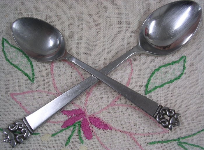 STANLEY ROBERTS CROWN ROGET TEA & PLACE SPOONS STAINLESS FLATWARE SILVERWARE
