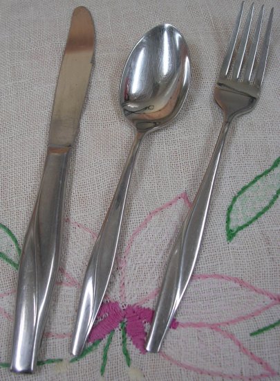 GORHAM SEA WAVE 3pc STEGOR STAINLESS FLATWARE SILVERWARE