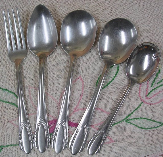 NATIONAL N.S. Co NST 42 NST42 5pc STAINLESS FLATWARE SILVERWARE