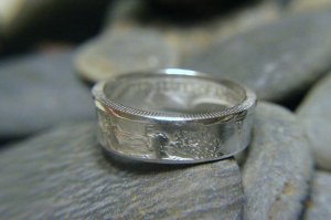 WALKING LIBERTY 90% SILVER DOUBLE SIDED COIN RING 7-13