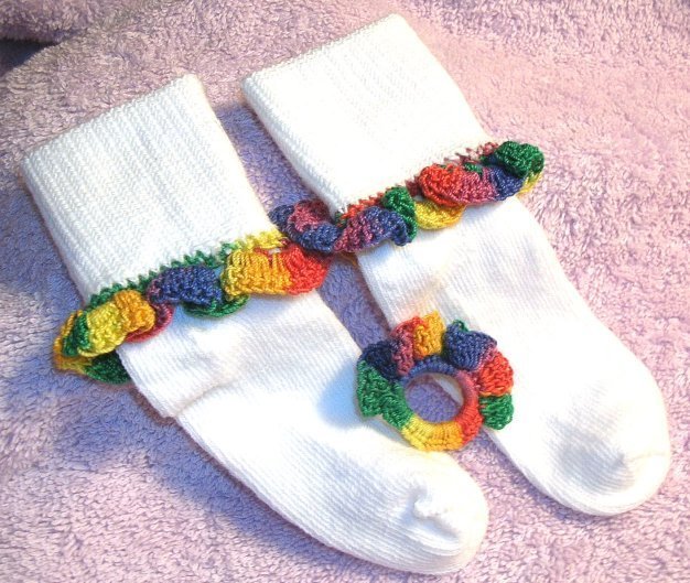 Bright Variegated Ruffle Bauble Socks