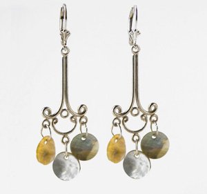 Chandelier earrings with mother-of-pearl