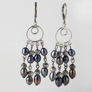 Grey freshwater pearl earrings