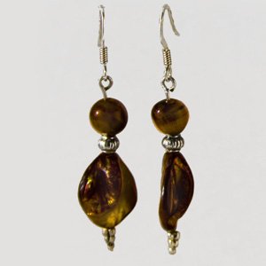 Tiger eye & amber earrings