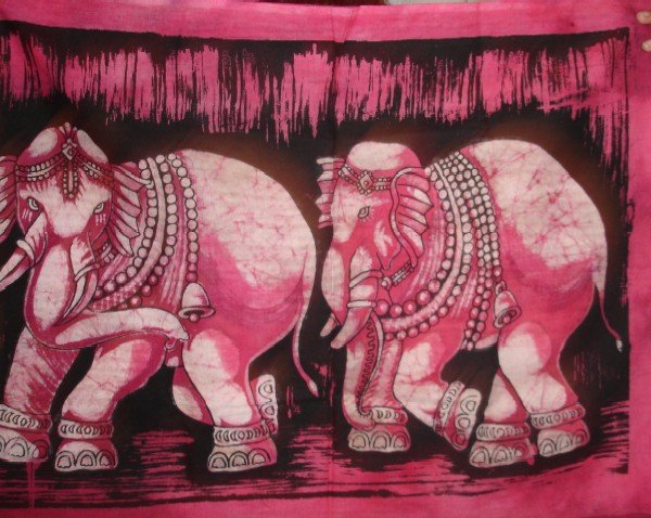 Elephants Batik Painting