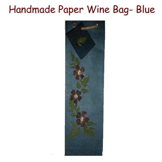 Handmade Paper Wine Bags - Blue